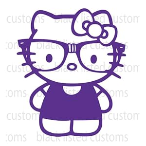  Kitty Makeup on Hello Kitty Nerd Purple Glasses Pink Vinyl Decal Sticker Custom