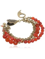Lucky Brand Carnelian Colored Beaded Tassle Bracelet, 7.63"