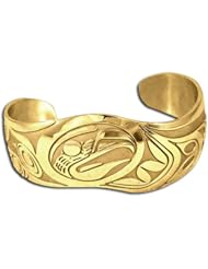 14K Yellow Gold First Nations Double Eagle Bracelet. Made in USA.