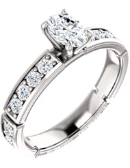 18K White Gold Oval Cut Diamond Ring -- LIFETIME WARRANTY
