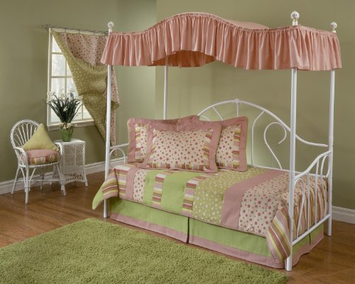 Hillsdale Bristol Girls Canopy Metal Daybed in White Finish with Suspension Deck