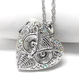 Heart Shaped Owl Head Scent Aroma Locket Pendant with 30