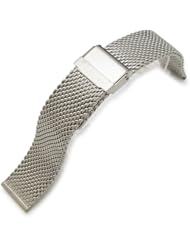 Stainless Steel Wire Mesh Band 20/20 Double Flip Interlock Clasp, Brushed