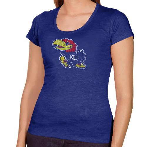 Kansas Jayhawks Ladies Marquee T-shirt - Royal Blue (X-Large)