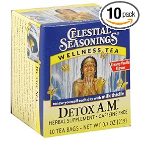 Celestial Seasonings Wellness Tea Detox AM, Tea Bags, 0.7-Ounce 10-Count Boxes (Pack of 10)