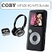 Coby MP600-4G 4GB MP3 Player FM Radio Black Bundle With Coby CV215 Folding Deep Bass Headphones Isolation Jammerz Earphones Combo Black