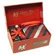 100% Silk Plaid Stripe pattern Neck Tie Cufflink Handkerchief Gift Set Holiday Burgundy Red Navy Silver Hanky Necktie Cuff link with Gift Box.