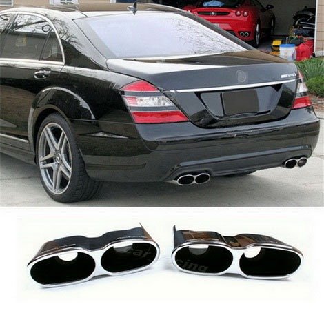 Auto Parts AMG Style Stainless Steel Twin Pipe Exhaust Muffler Tips Chrome 1Pair Fit For MERCEDES BENZ W221 S-Class S550,S600,S63,S65 2007 2008 2009 2010 2011 2012
