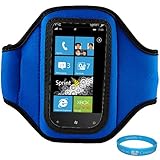 Blue Moisture Resistant Neoprene Sports Active Workout Armband with Adjusta ....