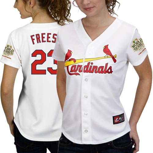 Majestic David Freese St. Louis Cardinals Women's 2011 World Series Champs Replica Jersey - White (XX-Large)
