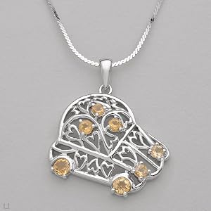 Necklace With 0.95ctw Genuine Citrines Made in 925 Sterling silver. Total item weight 7.5g Length 16in