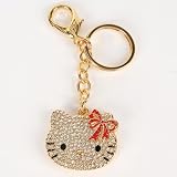 Hello Kitty Keychain Keyring Keyfob Mirror Gold