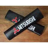 Mitsubishi Carbon Fiber Seat Belt Cover Shoulder Pad Cushion (2 pcs) by MITSUBISHI