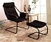 Black metal frame and fabric chair and ottoman