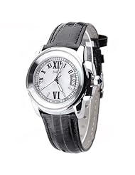 (JULIUS) Womens Quartz Wrist Watch with Date Window & PU Leather Band - Black SWWM1-183125