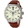 Nautica Men's N19565g Bfd 101 Chronograph Cream Dial Brown Leather 