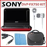 Sony DVP-FX750 7-inch Widescreen LCD Single-disc Portable DVD Player in Red + Accessory Kit