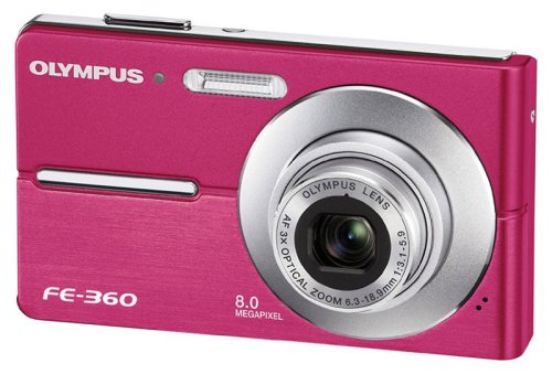 Childrens Toyshop  Electronics : Olympus FE-360 Digital Camera - Pink (8MP, 3x Zoom) 2.5" LCD