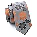 Barry.Wang Designer Mens Tie Collection, Eleagnt Gift Box Tie Clips Handkerchief Cufflink Set (Orange Silver)
