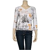 Tennessee Volunteers Ladies White Ruffle V-neck Rhinestone 3/4 Sleeve T-shirt