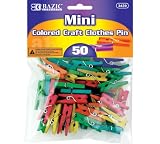 BAZIC Mini Colored Clothespin, Assorted, 50 Per Pack