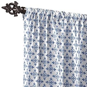 Outdoor Patterned Drapery Panel in Sunbrella Delicate Ditzy Cobalt - 120" - Frontgate