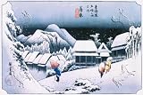 Art Poster, Night Snow at Kambara (Kambara Yoru No Yuki) - 27.5 x 18.75