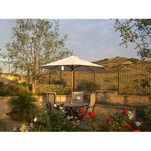 10ft Teak Wood Market Umbrella Sand 5422 by 