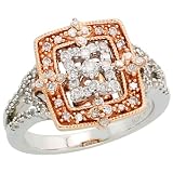 14k 2-Tone (White & Rose) Gold Cluster Diamond Ring, w/ 0.50 Carat Brilliant Cut Diamonds, 9/16 in. (15mm) wide