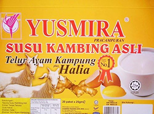 Yusmira Instant Goat Milk Powder with Essence of Ginger &amp; Egg, 500 g (25g × 20 Sachets)