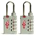 Set of Two 4 Dial Heavy Duty Safeskies TSA Accepted Combination Locks Cool Silver