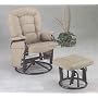 Bone Leatherette Deluxe Swivel Glider Recliner with Ottoman