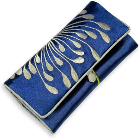 Jewelry Roll (Large) - Embroidered Chrysanthemum (Royal Blue)