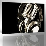 Musikstudio, Bild auf Leinwand, XXL riesige Bilder fertig gerahmt mit Keilrahmen, Kunstdruck auf Wandbild mit Rahmen, günstiger als Gemälde oder Ölbild, kein Poster oder Plakat, Format:120x80 cm