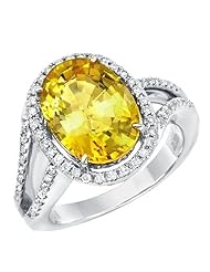 18K White Gold 0.32 CTW Color G SI2-SI3 Diamond and 5.31 CTW Sapphire Cocktail Women Ring. Ring Size 6. Total Item weight 8.0 g.