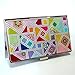 Mother of Pearl Yellow Green Red Business Credit Name Id Card Case Holder Metal Stainless Steel Engraved Slim Purse Pocket Cash Money Wallet with Colorful Patchwork Design