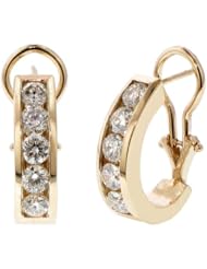 2.30 CT TW Channel Set Large Diamond Hoops/Huggies in 14K Yellow Gold