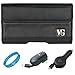 Black Portola Leather Holster Carrying Case with Fixed Belt-Clip and Magnetic Closing Flap for Samsung Attain 4G Galaxy SII (Galaxy S2) Android Smartphone by AT&T+ Black Retractable Car Charger + Black Retractable Home Travel Charger + SumacLife TM Wisdom*Courage Wristband