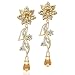 Jewelry : Majestic and Elegant: Gold Vermeil Chandelier Style Earrings with Champagne colored CZ Diamonds and Briolette Beads