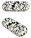 JAVOedge Black Leaves Pattern Fabric Clamshell Style Eyeglass Case with Bonus Mircofiber Glasses Cleaning Cloth