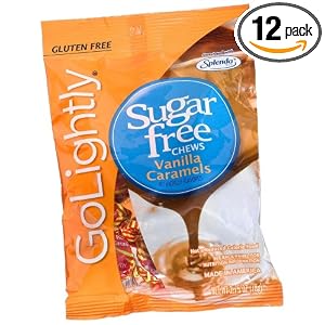 GoLightly Sugar Free Vanilla Caramels, 2.75-Ounce Bags (Pack of 12) by GoLightly