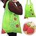 Btwzm 100% Polyester Foldable Reusable Strawberry Shopping Bags with Handles, Pack of 10