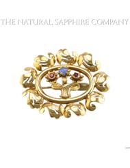 0.26ct. Natural Blue and Ruby Sapphrie Brooch