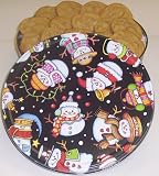 Gourmet Food : Scott's Cakes 2 1/2 lb. Peanut Butter Cookies in a Happy Snowman Tin