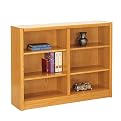 Solid American Red Oak Double-Wide Bookcase- Light Oak