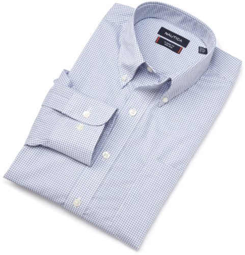  Nautica Men's Non Iron Mini Check Button Down Collar Shirt