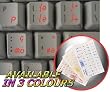 ITALIAN KEYBOARD STICKERS WITH RED LETTERING ON TRANSPARENT BACKGROUND