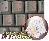ITALIAN KEYBOARD STICKER WITH RED LETTERING TRANSPARENT BACKGROUND FOR DESKTOP, LAPTOP AND NOTEBOOK