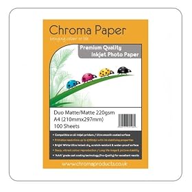 Chroma - A4 Duo Double Sided Matte/Matte Inkjet Photo Paper - Premium Grade 220gsm (100 Sheets)