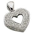 14Kt White Gold Designer Style Diamond Heart Pendant